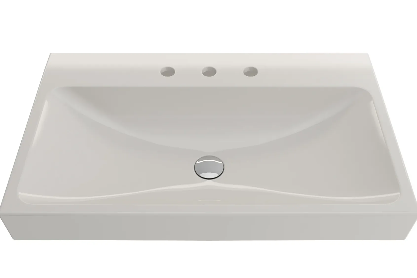 BOCCHI Scala 32" Rectangle Wallmount Fireclay Bathroom Sink, Biscuit, 3 Faucet Hole, 1078-014-0127