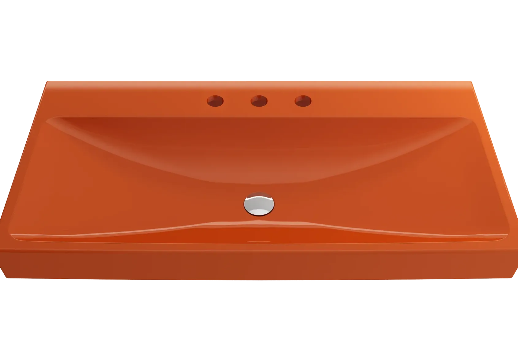 BOCCHI Scala 40" Rectangle Wallmount Fireclay Bathroom Sink, Orange, 3 Faucet Hole, 1079-012-0127