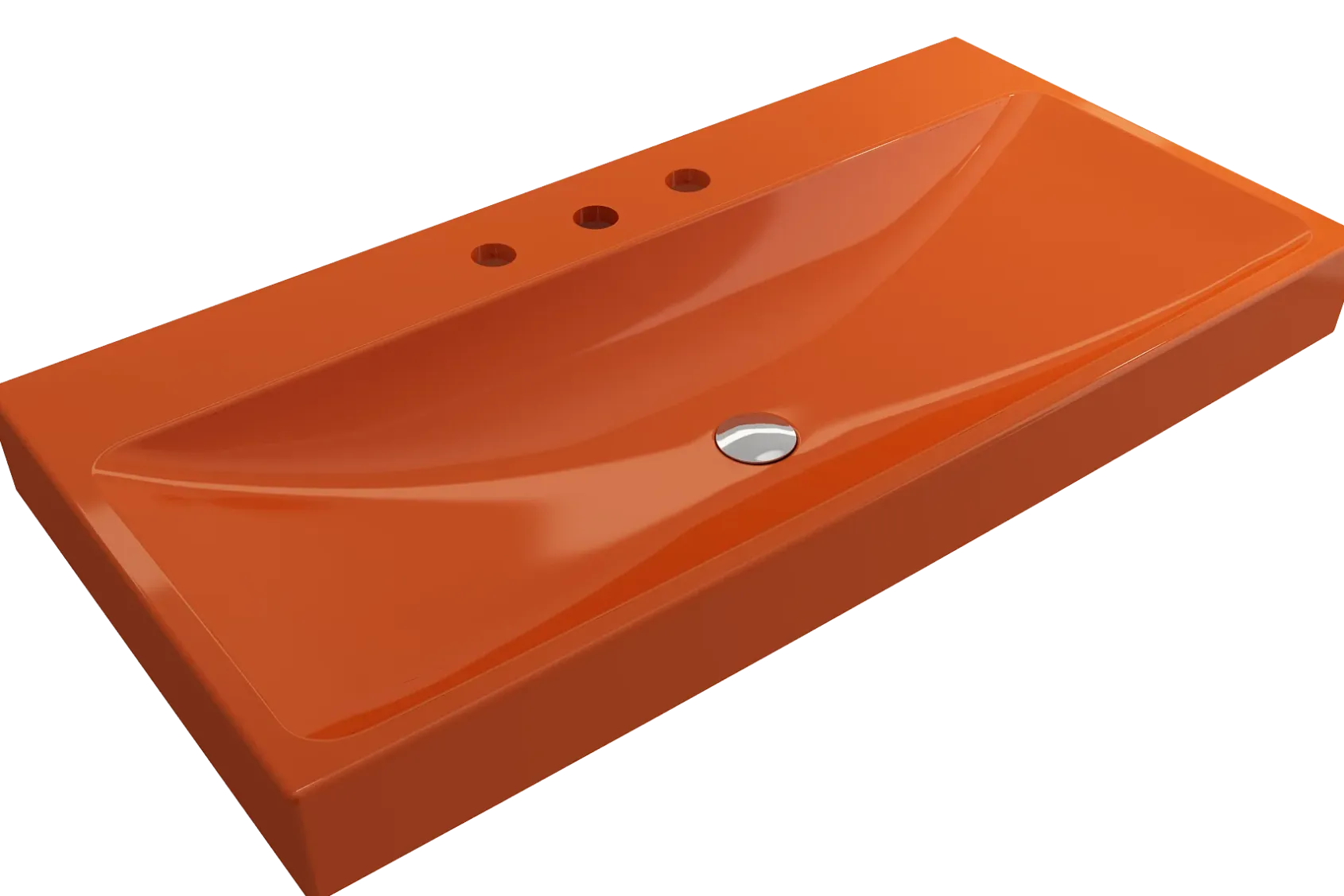 BOCCHI Scala 40" Rectangle Wallmount Fireclay Bathroom Sink, Orange, 3 Faucet Hole, 1079-012-0127