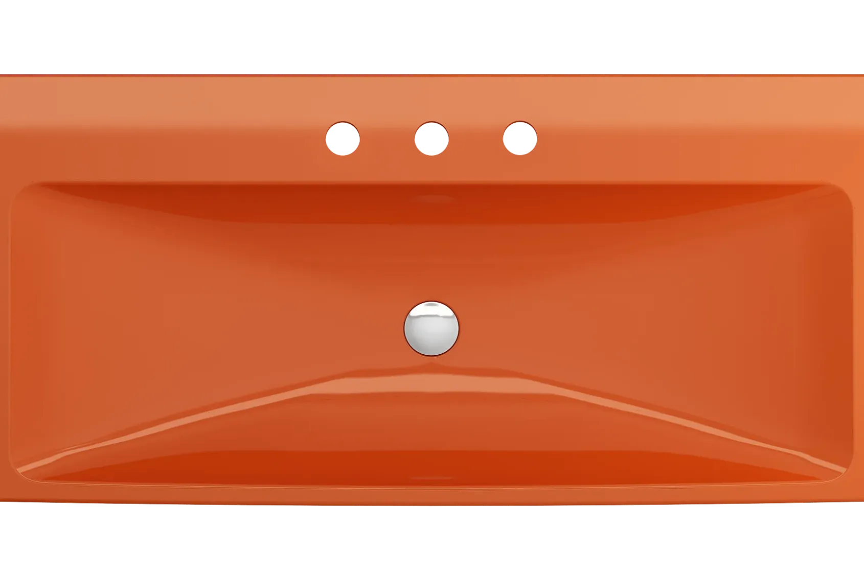 BOCCHI Scala 40" Rectangle Wallmount Fireclay Bathroom Sink, Orange, 3 Faucet Hole, 1079-012-0127