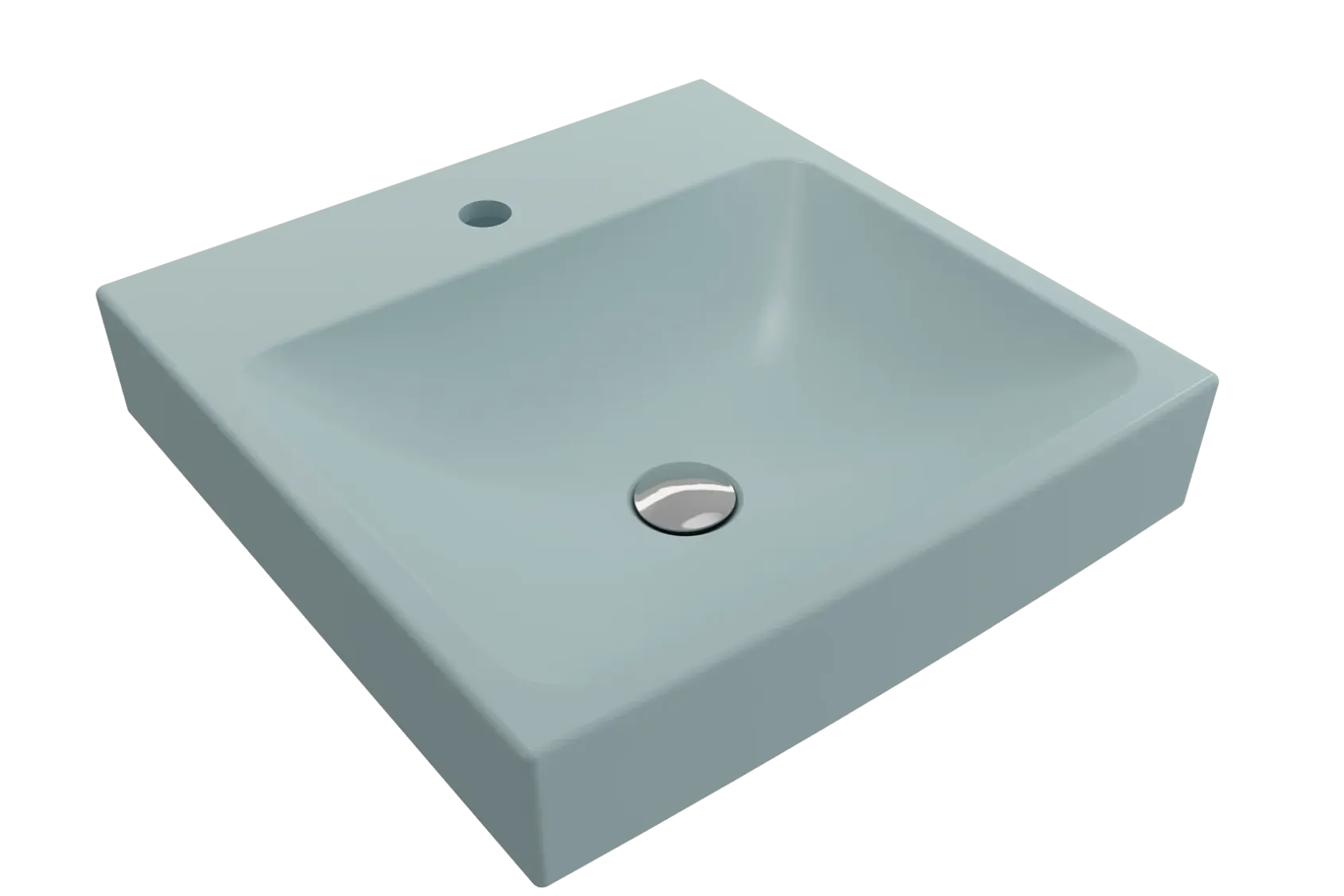 BOCCHI Scala 19" Square Wallmount Fireclay Bathroom Sink, Matte Ice Blue, Single Faucet Hole, 1076-029-0126