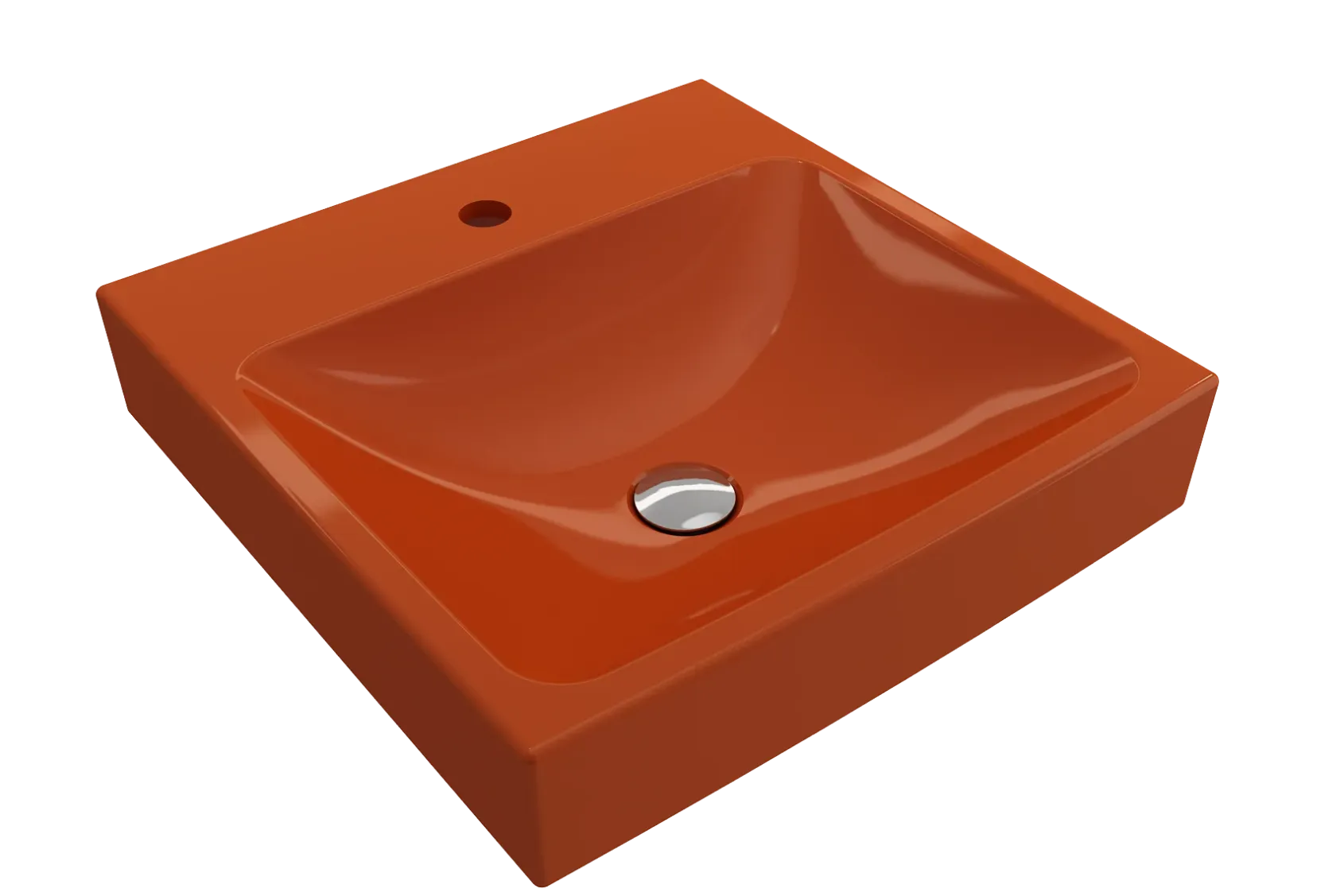BOCCHI Scala 19" Square Wallmount Fireclay Bathroom Sink, Orange, Single Faucet Hole, 1076-012-0126