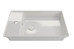 BOCCHI Sottile 24" Rectangle Vessel Fireclay Bathroom Sink, White, Single Faucet Hole, 1479-001-0126