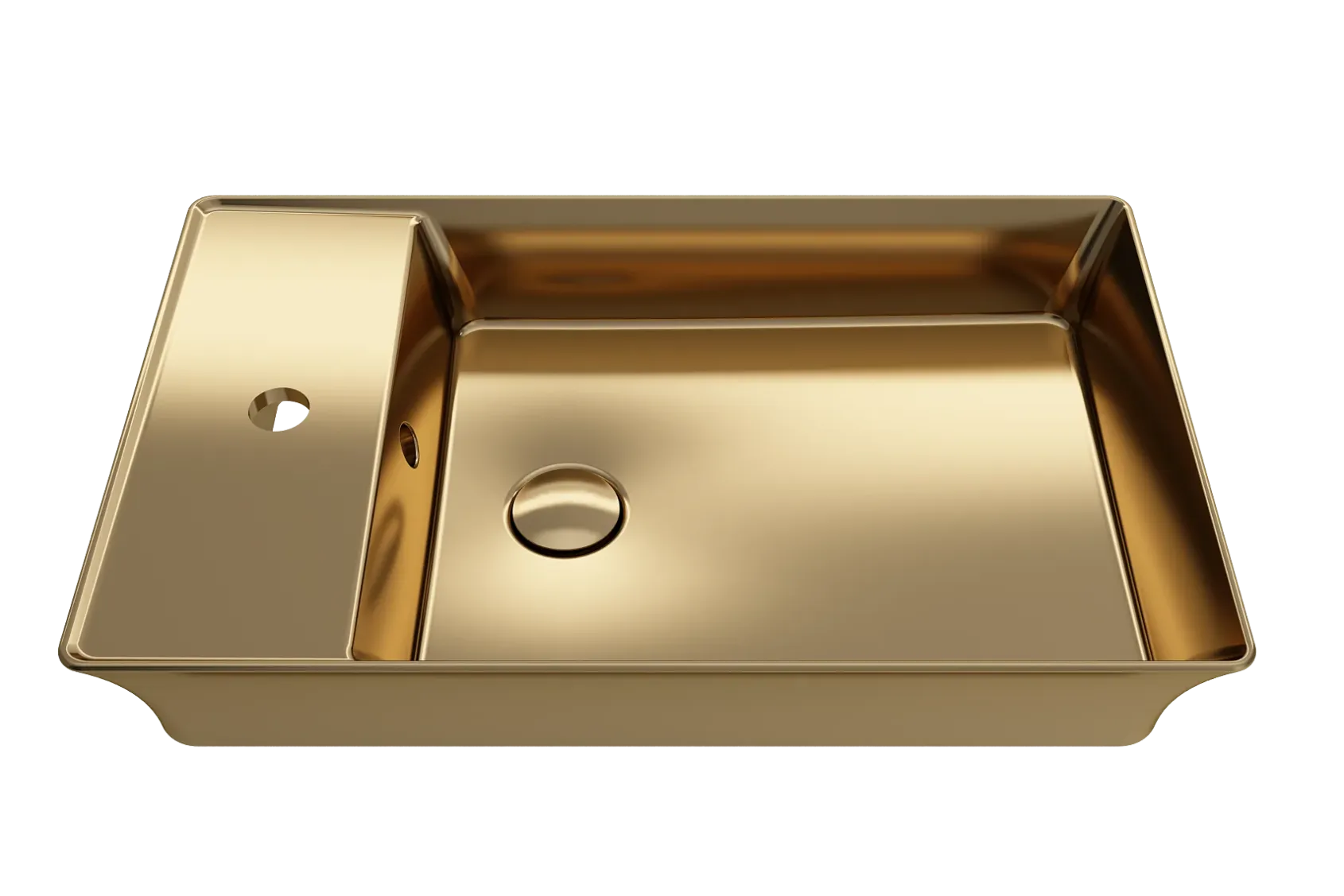 BOCCHI Sottile 24" Rectangle Vessel Fireclay Bathroom Sink, Matte Gold, Single Faucet Hole, 1479-403-0126