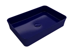 BOCCHI Sottile 22" Rectangle Vessel Fireclay Bathroom Sink, Sapphire Blue, 1476-010-0125