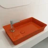 BOCCHI Sottile 24" Rectangle Vessel Fireclay Bathroom Sink, Orange, Single Faucet Hole, 1479-012-0126