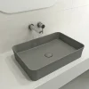 BOCCHI Sottile 22" Rectangle Vessel Fireclay Bathroom Sink, Matte Gray, 1476-006-0125