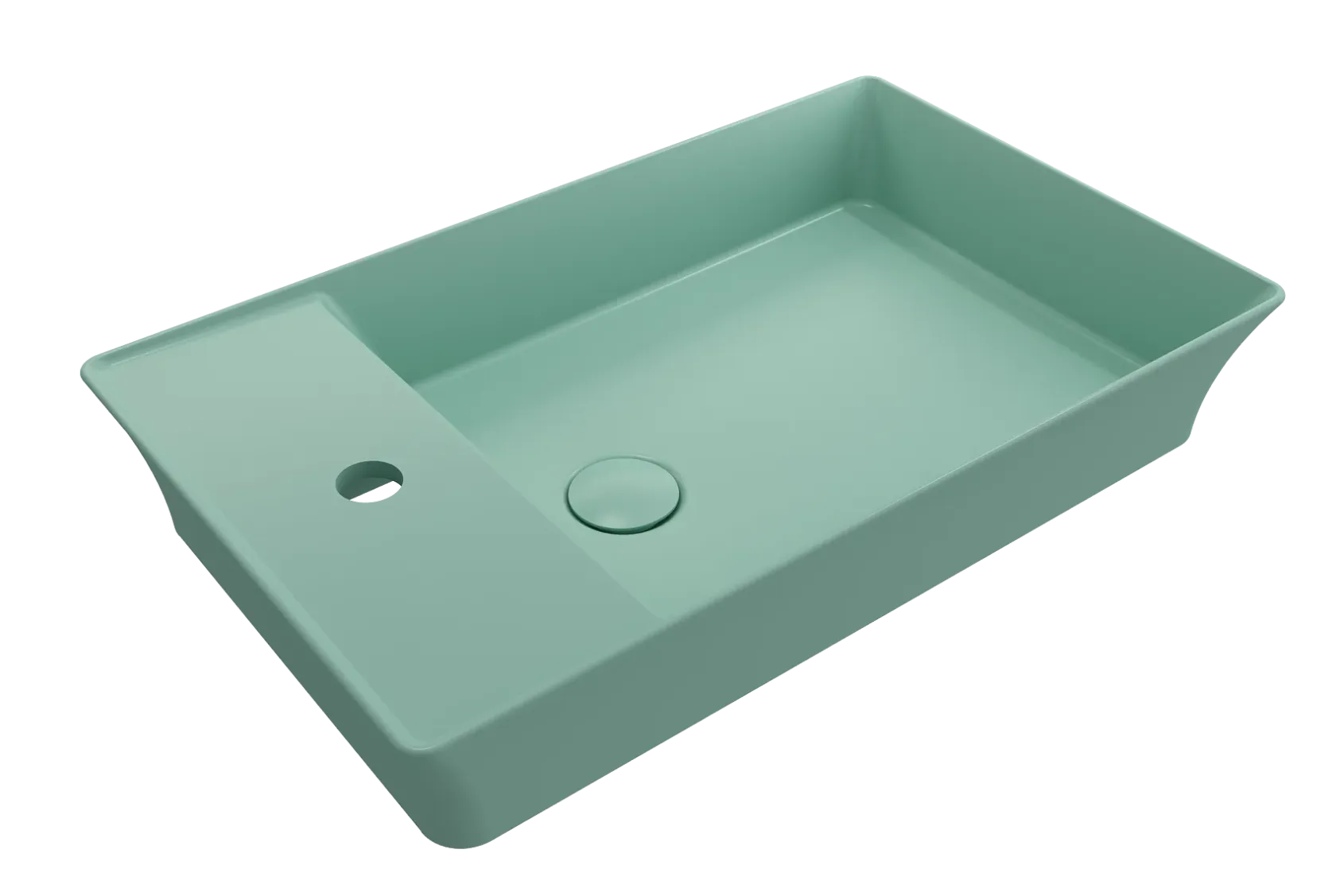 BOCCHI Sottile 24" Rectangle Vessel Fireclay Bathroom Sink, Matte Mint Green, Single Faucet Hole, 1479-033-0126