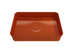 BOCCHI Sottile 22" Rectangle Vessel Fireclay Bathroom Sink, Orange, 1476-012-0125