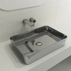 BOCCHI Sottile 22" Rectangle Vessel Fireclay Bathroom Sink, Platinum, 1476-401-0125