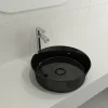 BOCCHI Sottile 15" Round Vessel Fireclay Bathroom Sink, Black, 1478-005-0125