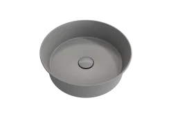 BOCCHI Sottile 15" Round Vessel Fireclay Bathroom Sink, Matte Gray, 1478-006-0125