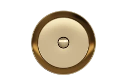 BOCCHI Sottile 15" Round Vessel Fireclay Bathroom Sink, Matte Gold, 1478-403-0125