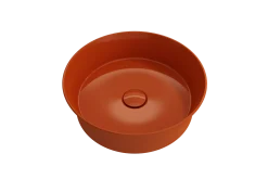 BOCCHI Sottile 15" Round Vessel Fireclay Bathroom Sink, Orange, 1478-012-0125