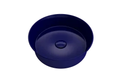BOCCHI Sottile 15" Round Vessel Fireclay Bathroom Sink, Sapphire Blue, 1478-010-0125
