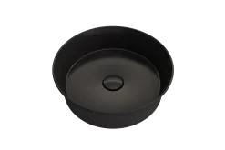 BOCCHI Sottile 15" Round Vessel Fireclay Bathroom Sink, Matte Black, 1478-004-0125