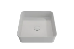 BOCCHI Sottile 15" Square Vessel Fireclay Bathroom Sink, Matte White, 1477-002-0125