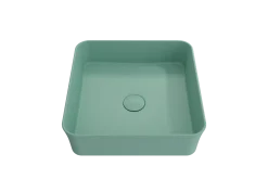 BOCCHI Sottile 15" Square Vessel Fireclay Bathroom Sink, Matte Mint Green, 1477-033-0125