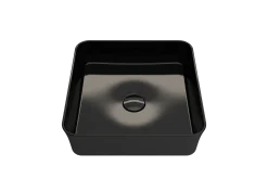 BOCCHI Sottile 15" Square Vessel Fireclay Bathroom Sink, Black, 1477-005-0125