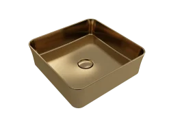 BOCCHI Sottile 15" Square Vessel Fireclay Bathroom Sink, Matte Gold, 1477-403-0125