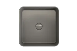 BOCCHI Sottile 15" Square Vessel Fireclay Bathroom Sink, Matte Gray, 1477-006-0125