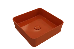 BOCCHI Sottile 15" Square Vessel Fireclay Bathroom Sink, Orange, 1477-012-0125