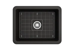 BOCCHI Sotto 24" Dual Mount Fireclay Kitchen Sink Kit with Accessories, Matte Black, 1627-004-0120