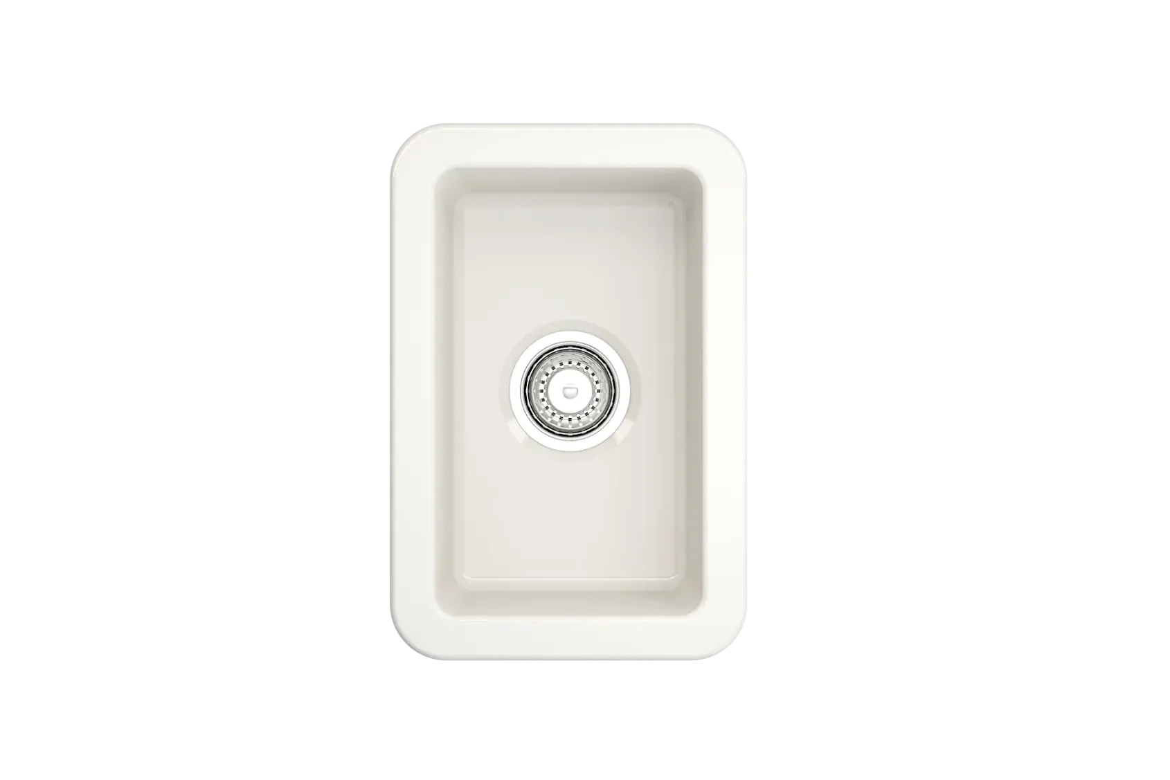 BOCCHI Sotto 12" Fireclay Undermount Single Bowl Bar Sink with Strainer, Biscuit, 1358-014-0120