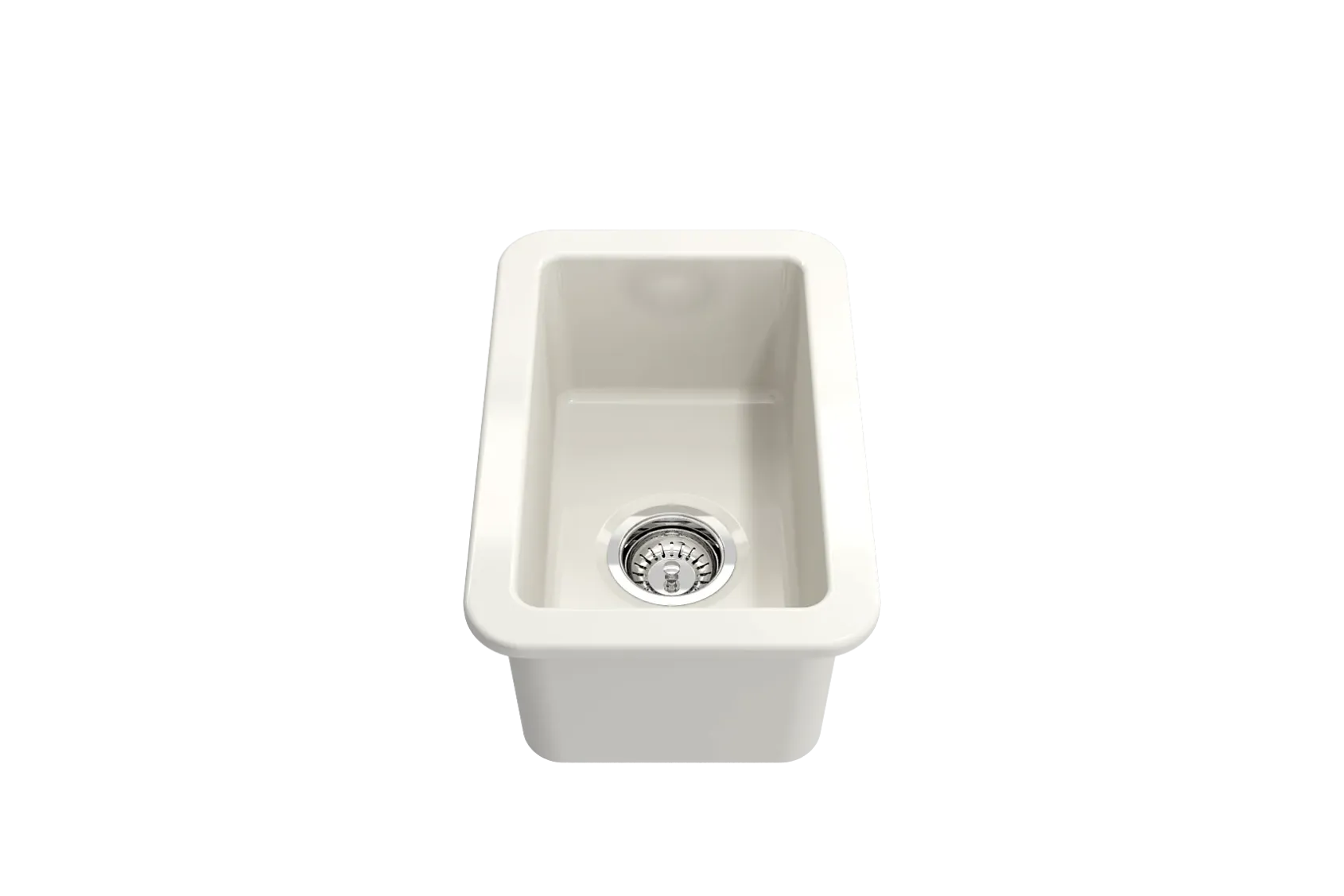 BOCCHI Sotto 12" Fireclay Undermount Single Bowl Bar Sink with Strainer, Biscuit, 1358-014-0120