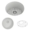 BOCCHI Sotto 18.5" Round Fireclay Undermount Single Bowl Bar Sink with Protective Bottom Grid and Strainer, Matte White, 1361-002-0120