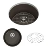 BOCCHI Sotto 18.5" Round Fireclay Undermount Single Bowl Bar Sink with Protective Bottom Grid and Strainer, Matte Brown, 1361-025-0120