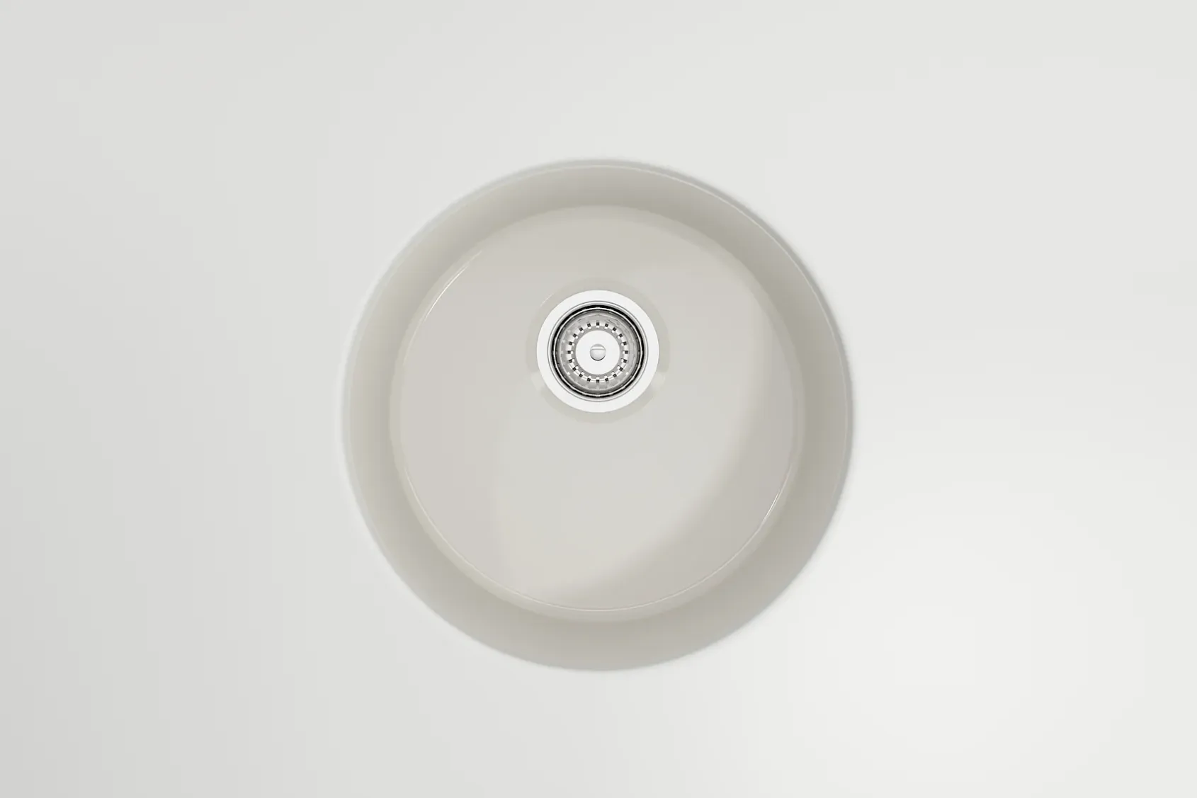 BOCCHI Sotto 18.5" Round Fireclay Undermount Single Bowl Bar Sink with Protective Bottom Grid and Strainer, Biscuit, 1361-014-0120