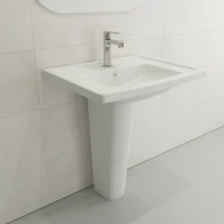 BOCCHI Taormina 26" Rectangle Wallmount Fireclay Bathroom Sink, Matte White, Single Faucet Hole, 1007-002-0126