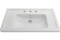 BOCCHI Taormina 34" Rectangle Wallmount Fireclay Bathroom Sink, Matte White, 3 Faucet Hole, 1008-002-0127