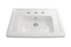 BOCCHI Taormina 26" Rectangle Wallmount Fireclay Bathroom Sink, White, 3 Faucet Hole, 1007-001-0127