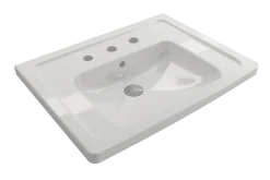 BOCCHI Taormina 26" Rectangle Wallmount Fireclay Bathroom Sink, White, 3 Faucet Hole, 1007-001-0127