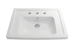 BOCCHI Taormina 26" Rectangle Wallmount Fireclay Bathroom Sink, Matte White, 3 Faucet Hole, 1007-002-0127