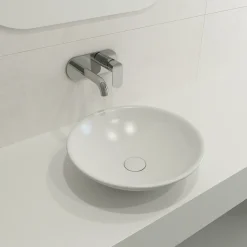 BOCCHI Venezia 16" Round Vessel Fireclay Bathroom Sink, Matte White, 1120-002-0125