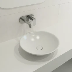 BOCCHI Venezia 16" Round Vessel Fireclay Bathroom Sink, Matte White, 1120-002-0125
