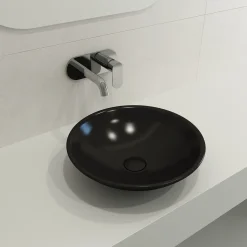 BOCCHI Venezia 16" Round Vessel Fireclay Bathroom Sink, Matte Black, 1120-004-0125