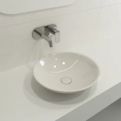 BOCCHI Venezia 16" Round Vessel Fireclay Bathroom Sink, Biscuit, 1120-014-0125