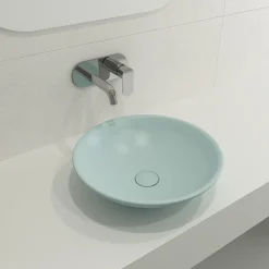 BOCCHI Venezia 16" Round Vessel Fireclay Bathroom Sink, Matte Ice Blue, 1120-029-0125