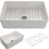 BOCCHI Aderci Ultra-Slim 30" Fireclay Farmhouse Sink, White, 1481-001-0120