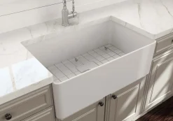 BOCCHI Aderci Ultra-Slim 30" Fireclay Farmhouse Sink, White, 1481-001-0120