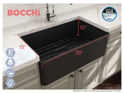 BOCCHI Aderci Ultra-Slim 30" Fireclay Farmhouse Sink, Matte Dark Gray, 1481-020-0120
