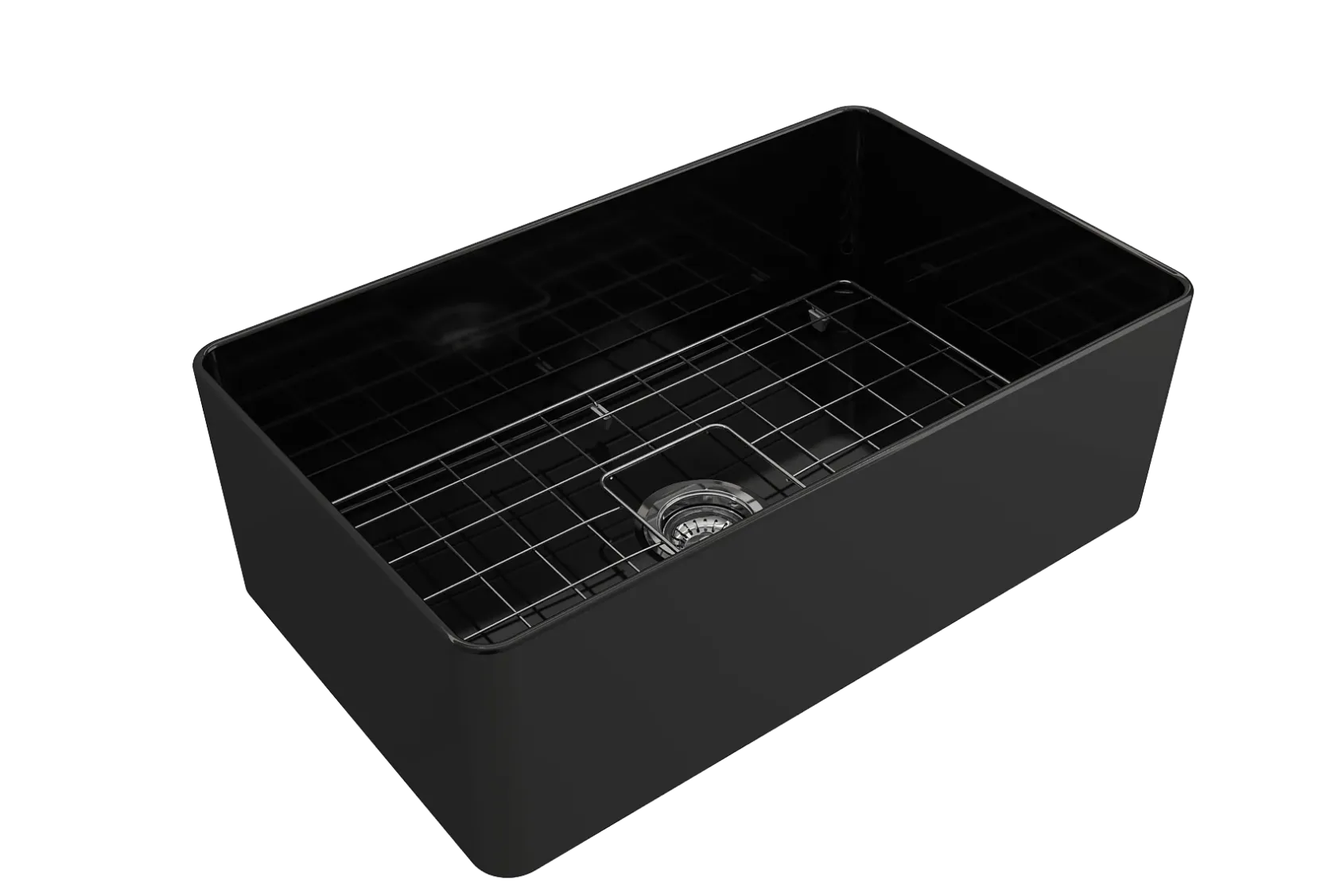 BOCCHI Aderci Ultra-Slim 30" Fireclay Farmhouse Sink, Black, 1481-005-0120