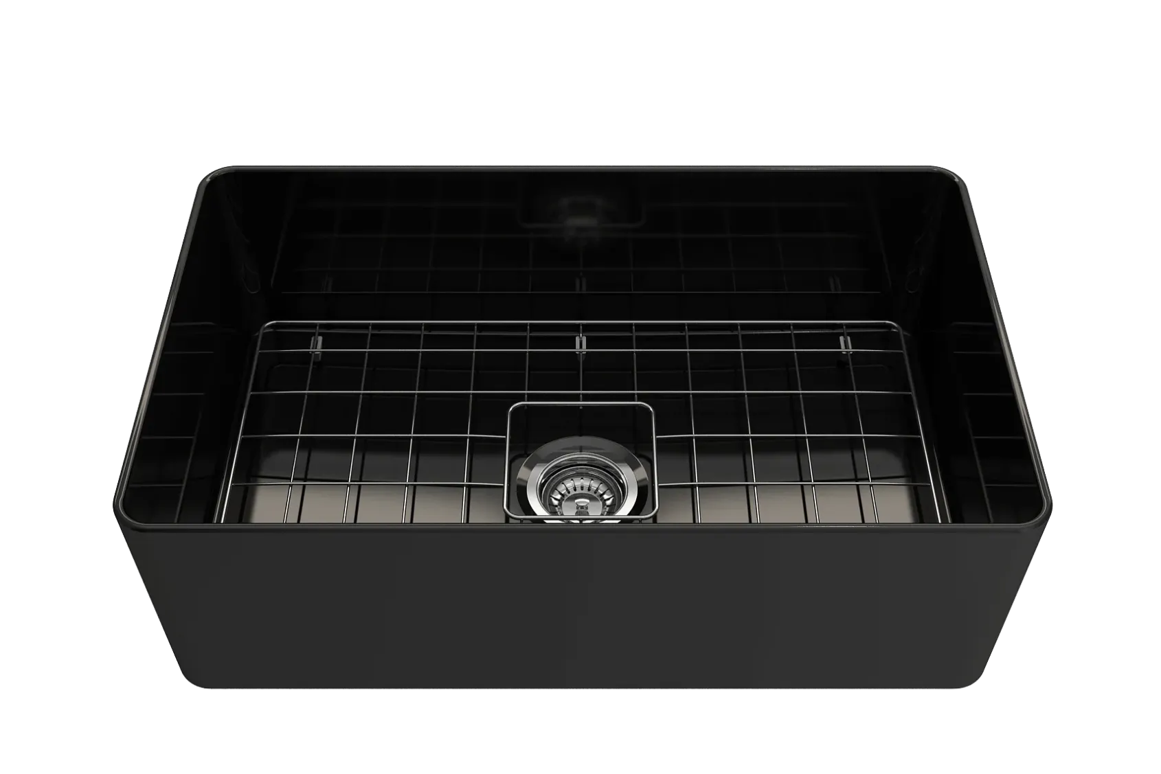 BOCCHI Aderci Ultra-Slim 30" Fireclay Farmhouse Sink, Black, 1481-005-0120