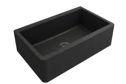BOCCHI Arona 33" Granite Workstation Farmhouse Sink Kit with Faucet and Accessories, Metallic Black (sink) / Stainless Steel (faucet), 1600-505-2020SS