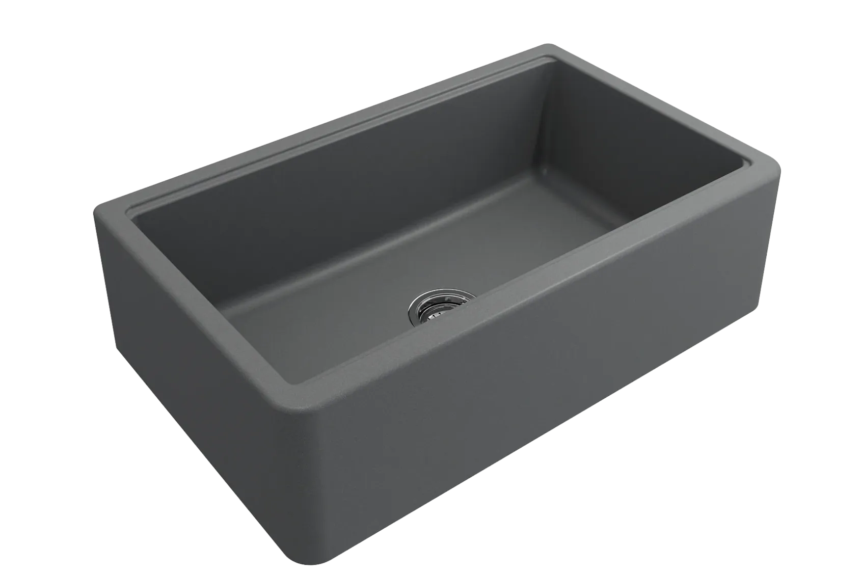 BOCCHI Arona 33" Granite Workstation Farmhouse Sink Kit with Faucet and Accessories, Concrete Gray (sink) / Chrome (faucet), 1600-506-2020CH