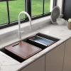 BOCCHI Baveno Lux 33" Dual Mount Granite Workstation Kitchen Sink Kit with Accessories, Matte Black, 1616-504-0126